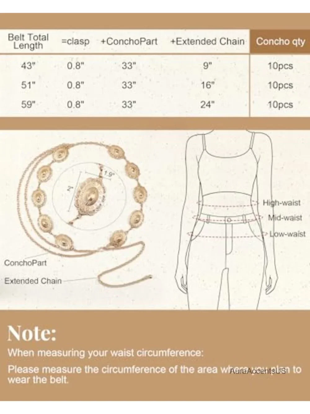 Vintage Western Boho Concho Chain Belt for Women Dresses Jeans Concert Outfit